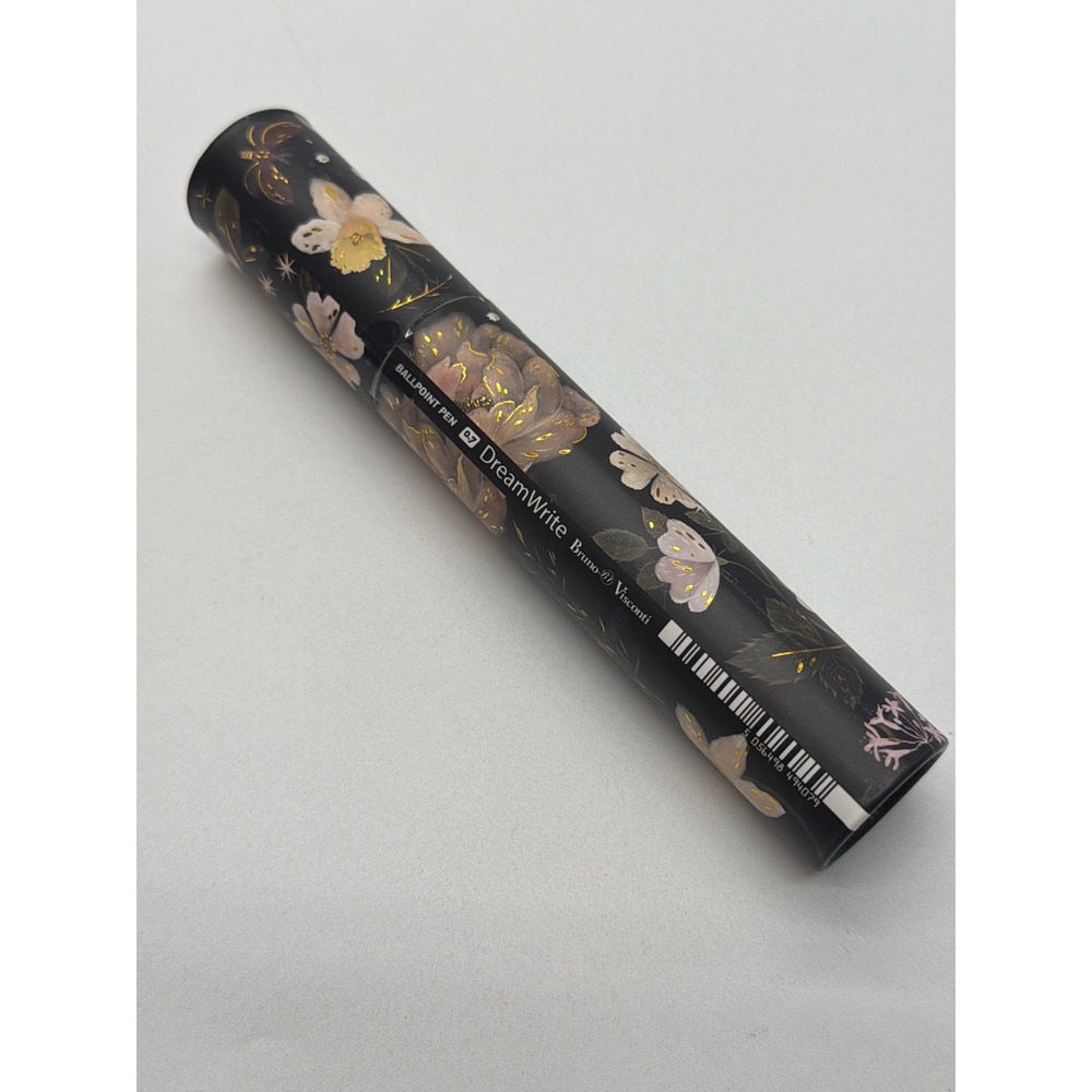 Bruno Visconti DreamWrite Ballpoint Pen 0.7mm Black Floral Gold Foil with Tube